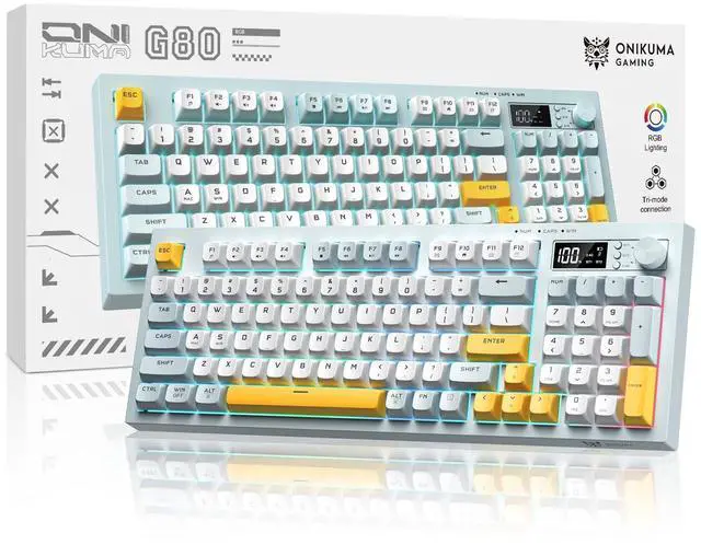 Alt view image 8 of 14 - Tri-Mode Wireless Keyboard, BT/2.4G/Wired, Silent Membrane, RGB Backlit, Display Screen & Multimedia Knob, 94 Keys PBT Keycaps for PC Home Gaming Office Use