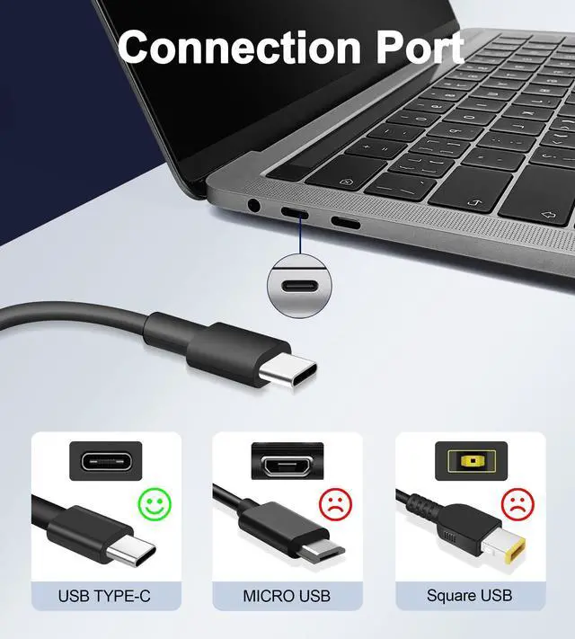 Alt view image 9 of 12 - 65W USB C Charger for Dell Latitude 5420 5430 5520 5530 5540 7320 7330 7340 7420 7430 Inspiron 14 7420 7425 16 7620 Chromebook 3100 HA65NM190 LA65NM190 Laptop Charger