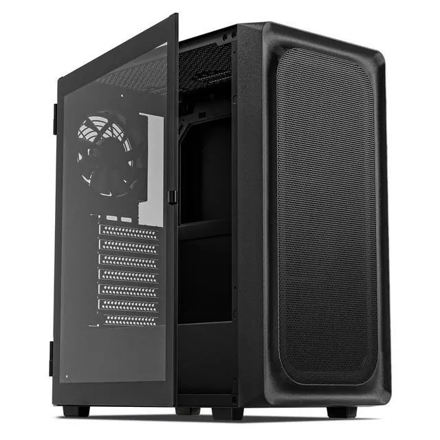 Alt view image 8 of 14 - EC2 Black ATX Mid Tower PC Case, Type-C Ready, Supports 50 Series Graphics Cards, Tempered Glass Side Panel, up to 8 x 120mm Cooling Fans & 1 x 360mm Radiator, 1 x Pre-Installed Fan