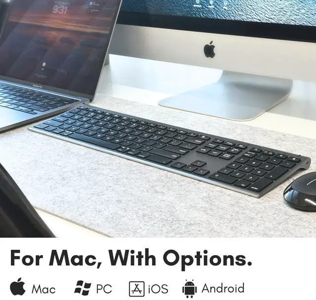 Alt view image 9 of 14 - Wireless Bluetooth Keyboard for Mac - Compatible Apple Keyboard or MacBook Pro/Air, iMac - Multi-Device, Up to 3 Devices with 110 Keys, 20 Shortcuts, Numeric Keypad, and Rechargeable