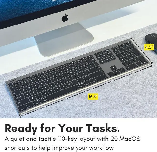 Alt view image 12 of 14 - Wireless Bluetooth Keyboard for Mac - Compatible Apple Keyboard or MacBook Pro/Air, iMac - Multi-Device, Up to 3 Devices with 110 Keys, 20 Shortcuts, Numeric Keypad, and Rechargeable