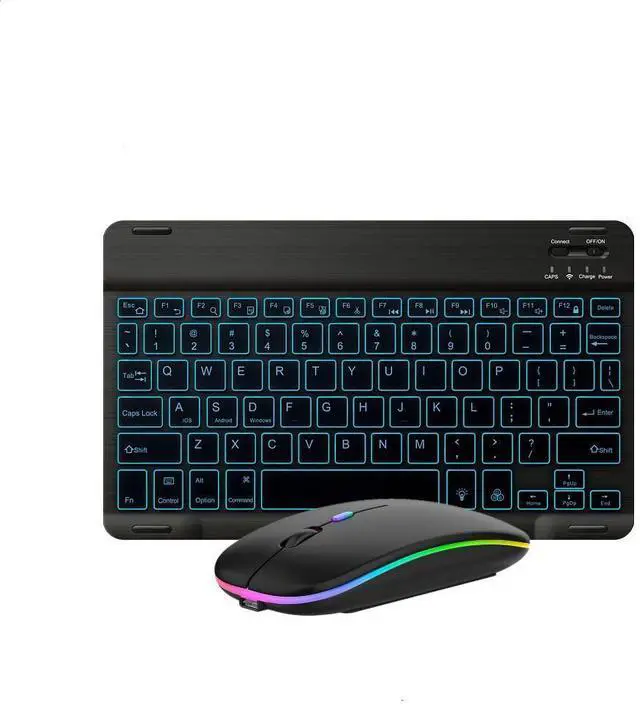 Alt view image 8 of 14 - Ultra-Slim Lightweight Bluetooth Keyboard and Mouse Portable Mini Wireless Keyboard Rechargeable 7-Color Backlit for Apple iPad iPhone,Tablet iPhone Smartphone iOS Android Windows,Black
