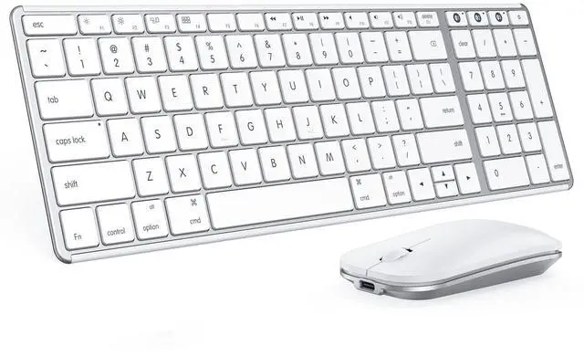 Alt view image 8 of 14 - Bluetooth Keyboard and Mouse Combo for Mac, SKM64-2 Rechargeable Slim Wireless Keyboard Mouse Compact, 3 Multi-Device Connection, Compatible for Mac, MacBook Pro/Air, iPad, White Silver