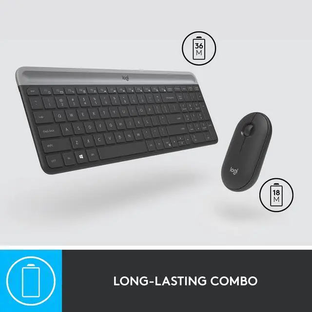 Alt view image 12 of 14 - MK470 Slim Wireless Keyboard and Mouse Combo - Modern Compact Layout, Ultra Quiet, 2.4 GHz USB Receiver, Plug n' Play Connectivity, Compatible with Windows - Graphite