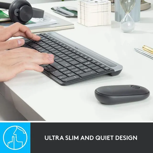 Alt view image 10 of 14 - MK470 Slim Wireless Keyboard and Mouse Combo - Modern Compact Layout, Ultra Quiet, 2.4 GHz USB Receiver, Plug n' Play Connectivity, Compatible with Windows - Graphite