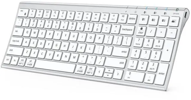 Alt view image 8 of 14 - BK10 SE Bluetooth Keyboard for Mac, Multi-Device Slim Wireless Keyboard with Numeric Keypad, Standard Full-Size Keys, USB-C Rechargeable, Compatible with iPad Windows iOS Android