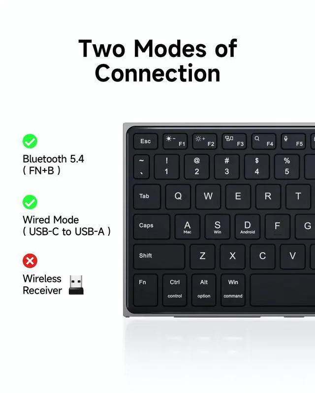 Alt view image 12 of 14 - K5S Bluetooth Keyboard with Touchpad, Wireless & Wired Keyboard with Trackpad for PC, Laptop, Tablet & Phone, Multi-Device Portable Rechargeable Keyboard, for Windows/Mac/Android/iOS (No Backlit)