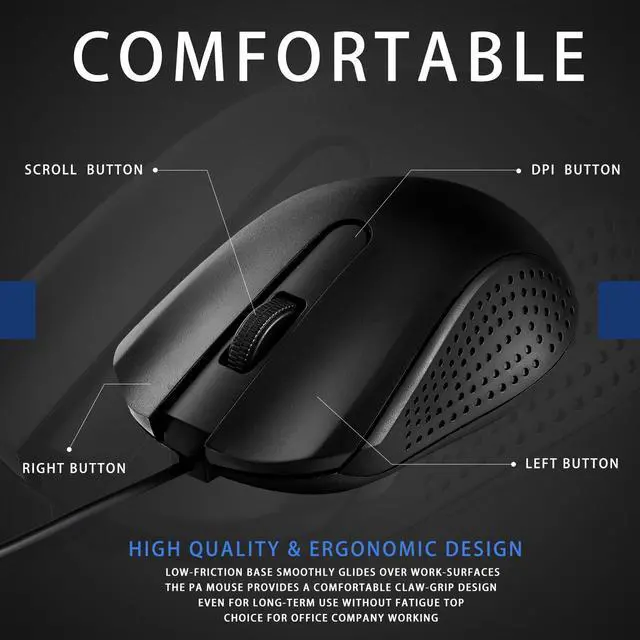 Alt view image 11 of 12 - 12 Pcs Wired Computer Mouse Bulk Cord USB Computer Mice Ergonomic Wired Mouse for Pcs, Computers, Laptops, Gaming Office Home Supplies(Black)