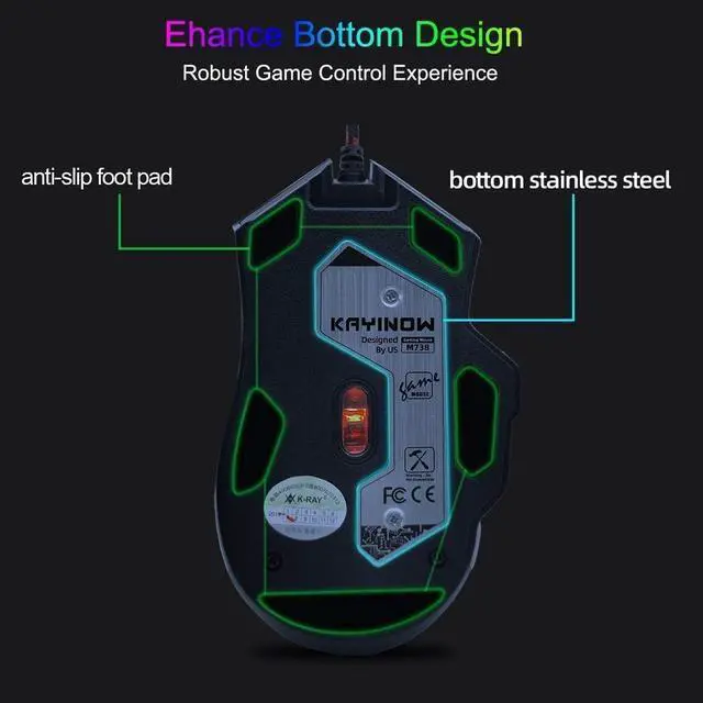 Alt view image 14 of 14 - Light up Wired Gaming Mouse for Computer - Durable USB Led Laptop Mice w/ 7 Color Backlit, 4 Adjust DPI Up to 3200 for Gaming, Silent & Stable PC Corded Mouse for Mac MacBook Windows Linux PS4