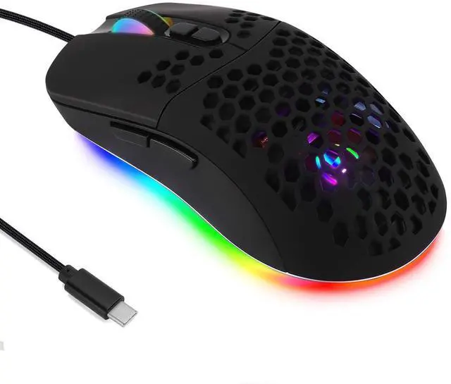 Alt view image 8 of 14 - Wired USB C Gaming Mice,Lightweight Honeycomb,7200DPI,Corded Mouse with RGB Backlit for Apple MacBook,Tablets,Computer or Laptops with Type C Port