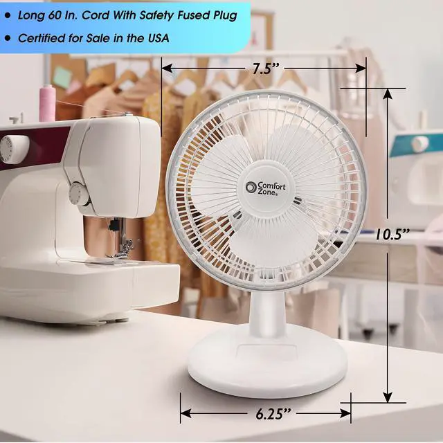 Alt view image 12 of 14 - CZ6D 6" Quiet Portable Indoor 2-Speed Desk Fan with Clip and Fully Adjustable Tilt in White