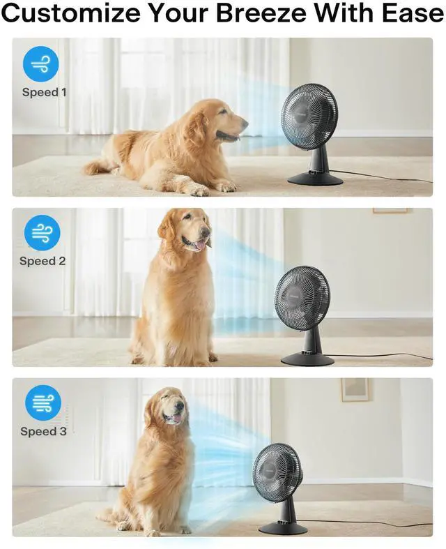 Alt view image 11 of 14 - Table Fan 12-Inch, 120° Oscillating Table Fan Small Portable Electric Plug-In Desk Fan with 3-Speeds, 126° Adjustable Tilt Head for Bedroom and Office Black