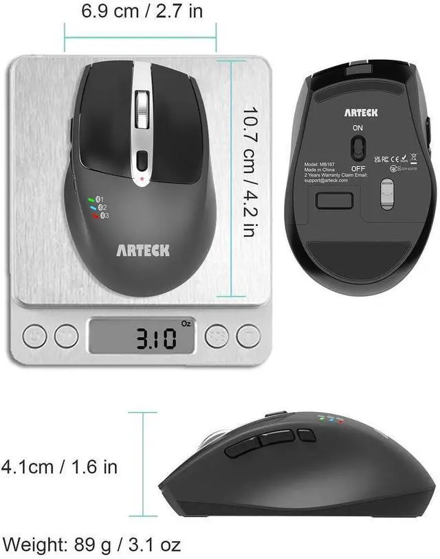 Alt view image 13 of 14 - Multi-Device Wireless Bluetooth Mouse Ergonomic Silent Clicking Backward Forward for Desktop PC Laptop Mac iPad Build in Rechargeable Battery