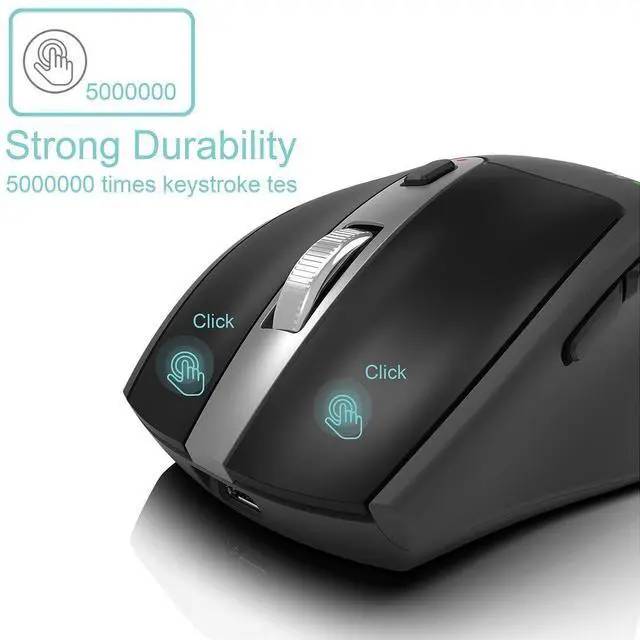 Alt view image 11 of 14 - Multi-Device Wireless Bluetooth Mouse Ergonomic Silent Clicking Backward Forward for Desktop PC Laptop Mac iPad Build in Rechargeable Battery