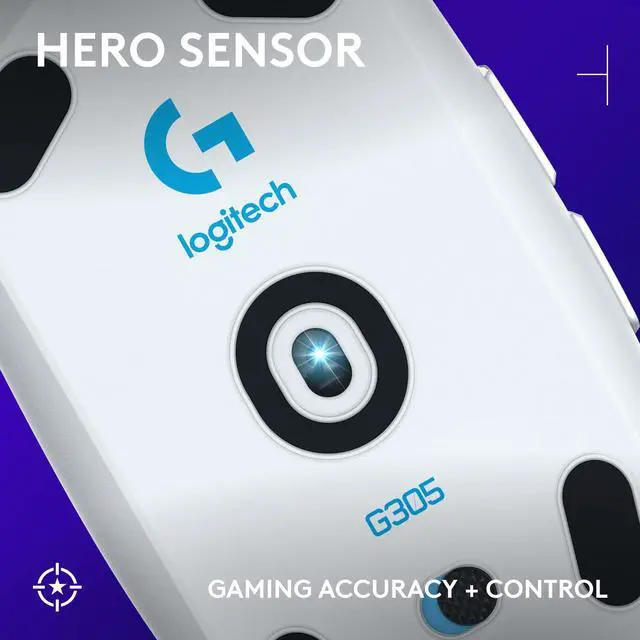 Alt view image 9 of 14 - G305 Lightspeed Wireless Gaming Mouse, Hero Sensor, 12,000 DPI, Lightweight, 6 Programmable Buttons, 250h Battery, On-Board Memory, Compatible with PC, Mac - White