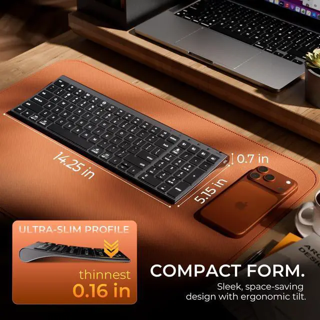 Alt view image 13 of 14 - Backlit Bluetooth Keyboard for Mac, BK10 Pro Ultra Slim Wireless Keyboard, Multi-Device, 7-Color Backlight, Standard Full-Size Keys, Rechargeable Compatible with Mac, Windows, iPad, Android