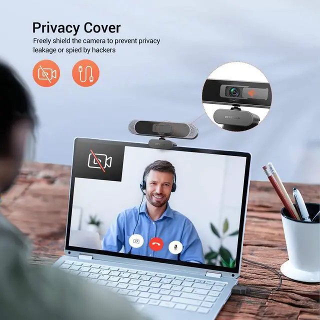 Alt view image 13 of 14 - 4K Webcam, DW49 HD 8MP Equipped with Sony Sensor Autofocus Webcam with Microphone, Privacy Cover, Plug Play USB Computer Web Camera for Pro Streaming/Online Teaching/Video Calling/Zoom/Skype