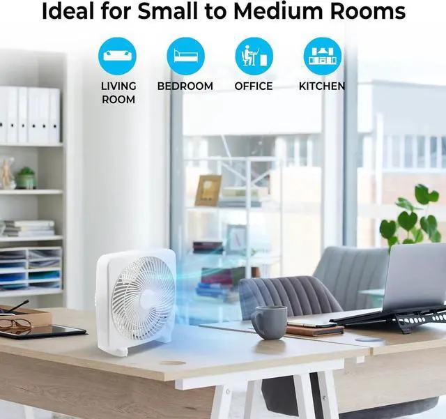 Alt view image 9 of 14 - 9" Electric Portable 2-Speed, Quiet Box Fan, Ideal for Home, Bedroom, Dorm, & Office, BP-9B