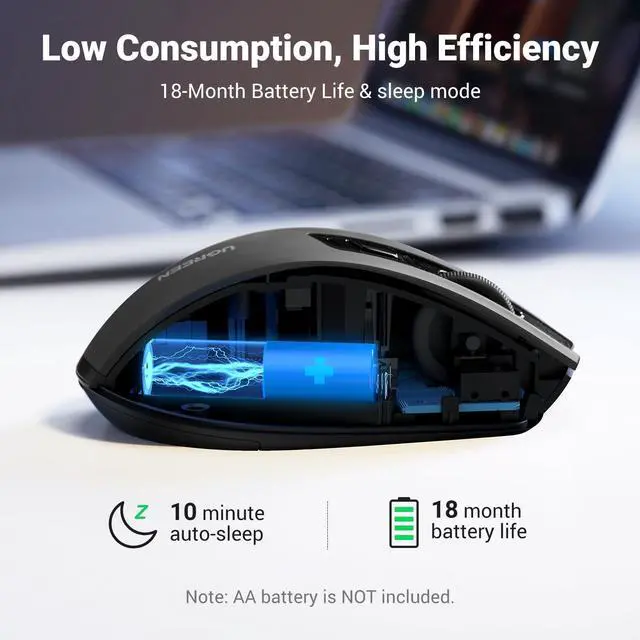 Alt view image 14 of 14 - Wireless Mouse 2.4G with USB Receiver, 5-Level 4000 DPI 6 Buttons,18 Months Battery Life Cordless Mouse, Ergonomic Computer Mice for Laptop, Computer, PC, MacBook, Chromebook Black