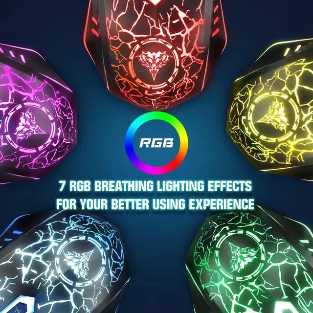 Alt view image 14 of 14 - Gaming Mouse Wired, Ergonomic Gamer Laptop PC Optical Computer Mice with RGB Backlit, 4 Adjustable DPI Up to 3600, 6 Programmable Buttons for Windows 7/8/10/XP Vista Linux -Black