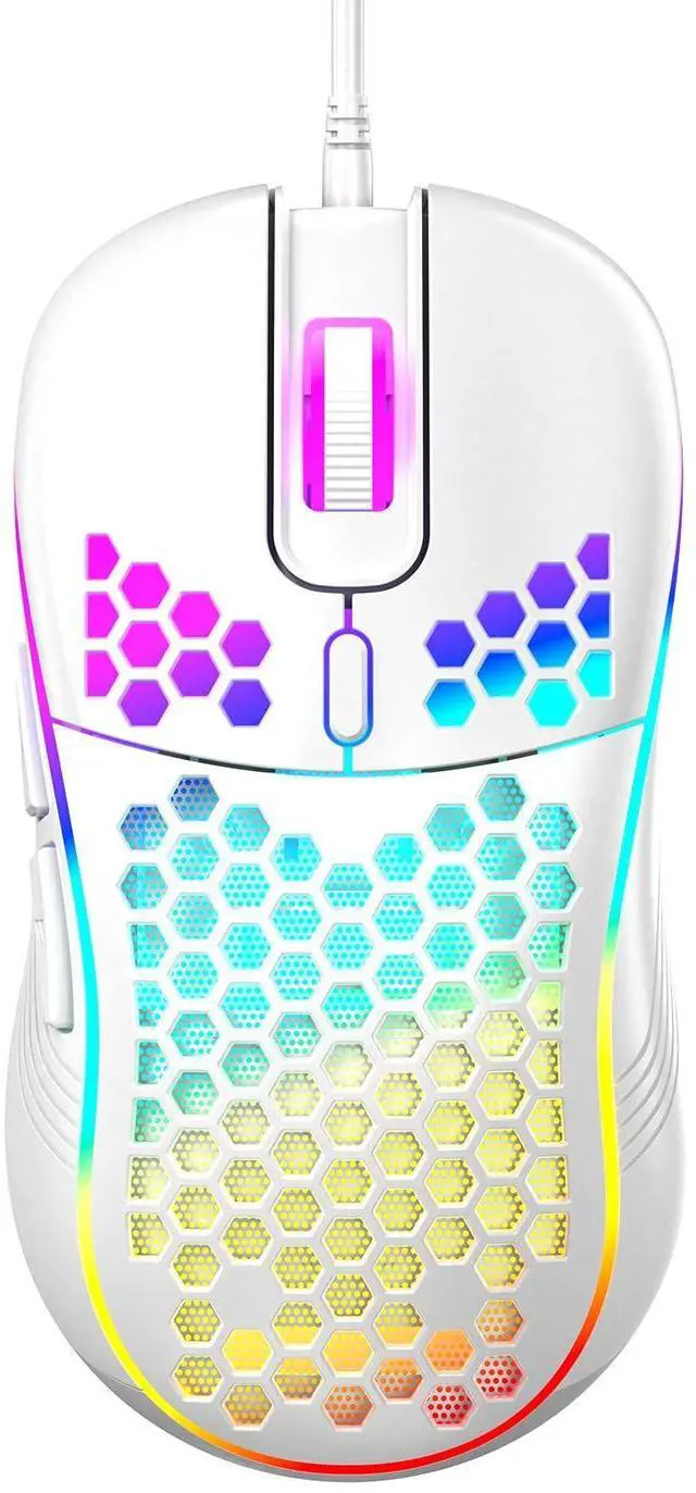 Alt view image 7 of 12 - Wired Gaming Mouse with RGB On/Off Switch, 7200 Adjustable DPI, Ergonomic Lightweight Design & High Precision Sensor for PC/Mac Gamers (White)