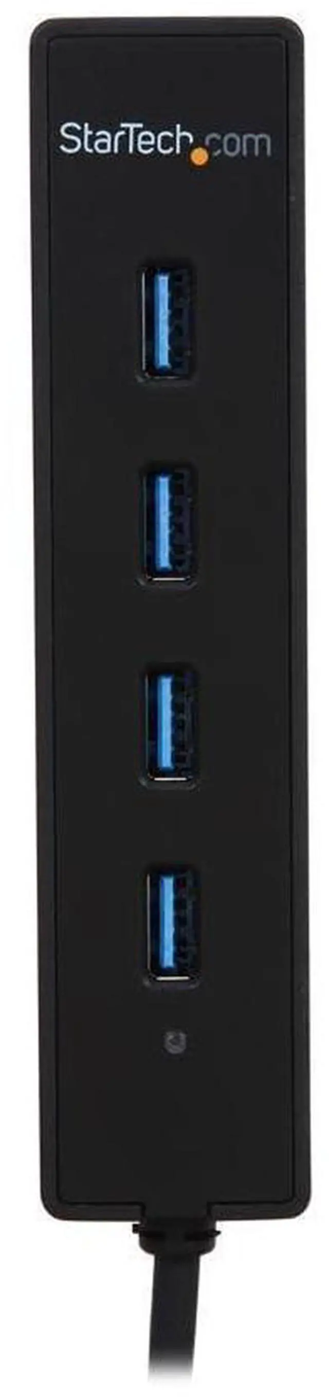 Alt view image 6 of 8 - 4-Port USB 3.0 Hub with Built-in Cable - SuperSpeed Laptop USB Hub - Portable USB Splitter - Mini USB Hub (ST4300PBU3), Black