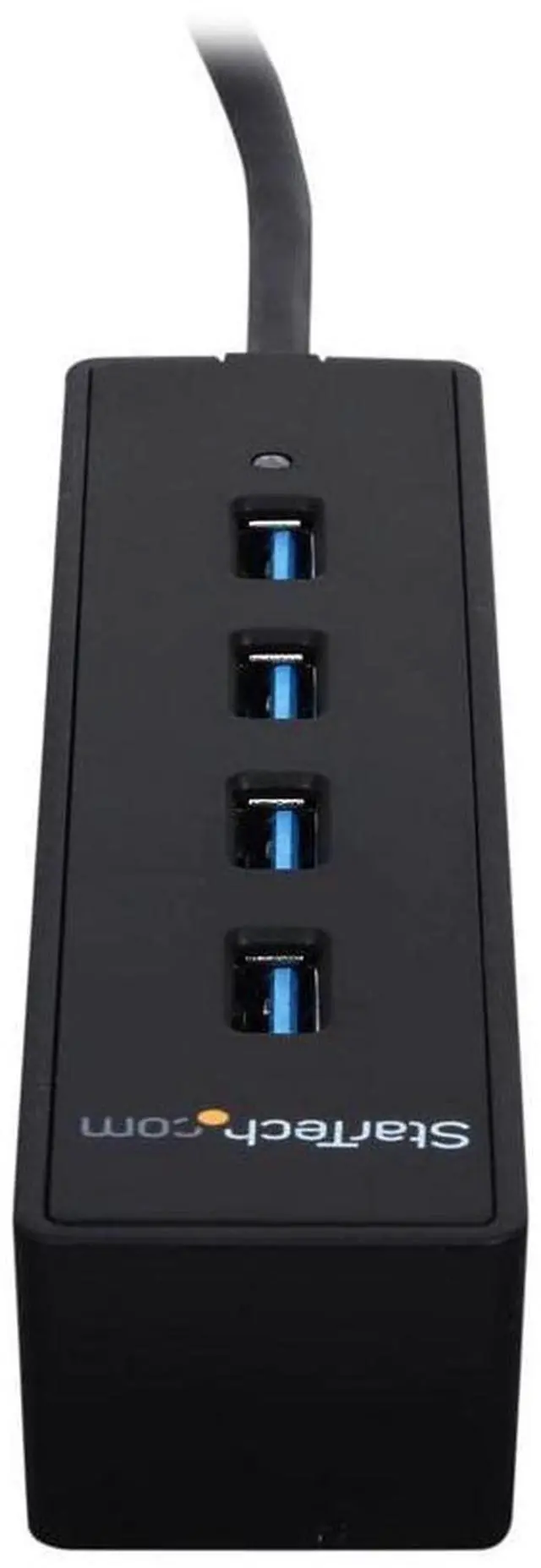 Alt view image 8 of 8 - 4-Port USB 3.0 Hub with Built-in Cable - SuperSpeed Laptop USB Hub - Portable USB Splitter - Mini USB Hub (ST4300PBU3), Black