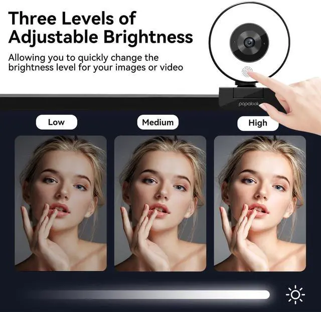 Alt view image 9 of 14 - 2K Webcam with Light and Privacy Cover, PA552 Full HD Streaming Web Camera with Dual Microphones, Plug and Play USB Computer Webcam for PC Laptop Desktop, Mac Zoom Skype Teams