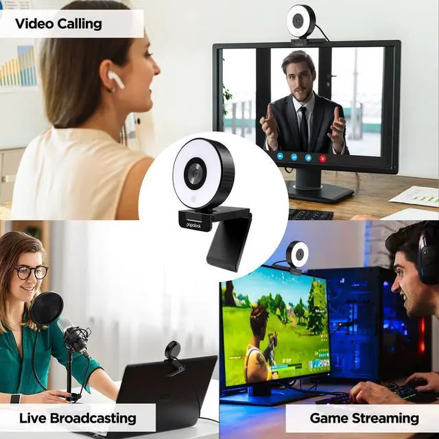 Alt view image 11 of 14 - 2K Webcam with Light and Privacy Cover, PA552 Full HD Streaming Web Camera with Dual Microphones, Plug and Play USB Computer Webcam for PC Laptop Desktop, Mac Zoom Skype Teams
