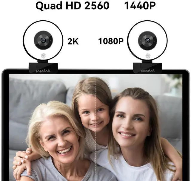 Alt view image 10 of 14 - 2K Webcam with Light and Privacy Cover, PA552 Full HD Streaming Web Camera with Dual Microphones, Plug and Play USB Computer Webcam for PC Laptop Desktop, Mac Zoom Skype Teams