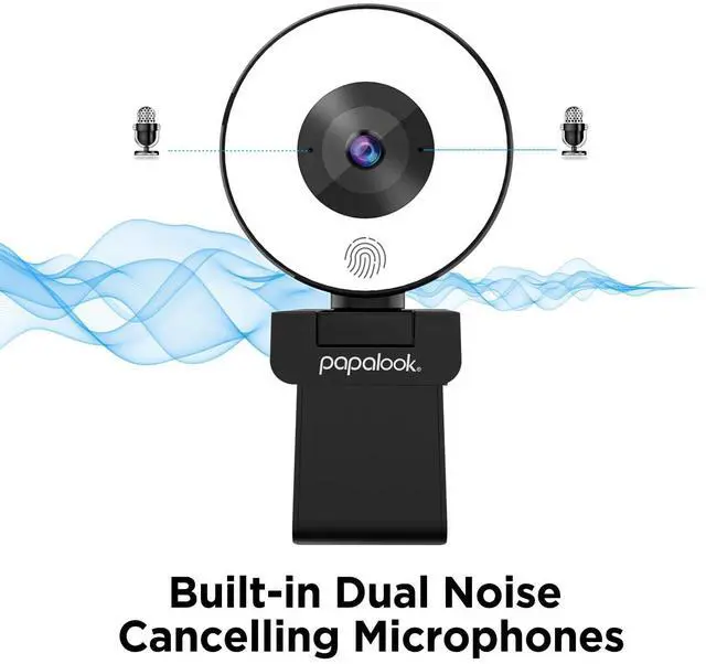 Alt view image 13 of 14 - 2K Webcam with Light and Privacy Cover, PA552 Full HD Streaming Web Camera with Dual Microphones, Plug and Play USB Computer Webcam for PC Laptop Desktop, Mac Zoom Skype Teams