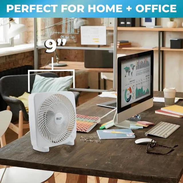 Alt view image 13 of 14 - 9" Electric Portable 2-Speed, Quiet Box Fan, Ideal for Home, Bedroom, Dorm, & Office, BP-9B