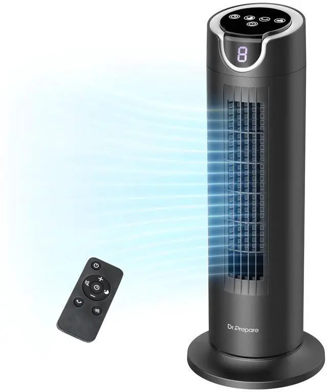 Alt view image 8 of 14 - Tower Fan for Bedroom, 25 dB Quiet DC Bladeless Fan with Remote, 8 Speeds, 1-8H Timer, 80° Oscillating Fans for Indoors, 16 Inch Portable Desk Table Fans for Room, Home, Office