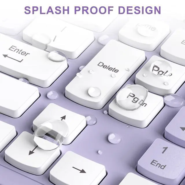 Alt view image 13 of 14 - Wireless Keyboard and Mouse Combo, Full-Sized Wireless Keyboard and Adjustable DPI Mouse, 2.4GHz USB Receiver, Silent Keyboard and Mouse for PC, Windows, MAC, Desktop, Laptop(Purple)