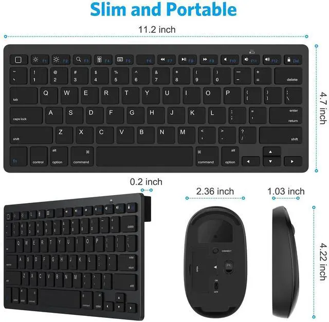 Alt view image 11 of 14 - Bluetooth Keyboard and Mouse Combo, Wireless Keyboard Mouse for iPad Pro 12.9/11, iPad 8th/7th Gen, iPad Air 4, All iPad (iPadOS 13 and Above), and Other Bluetooth Enabled Devices (Black)
