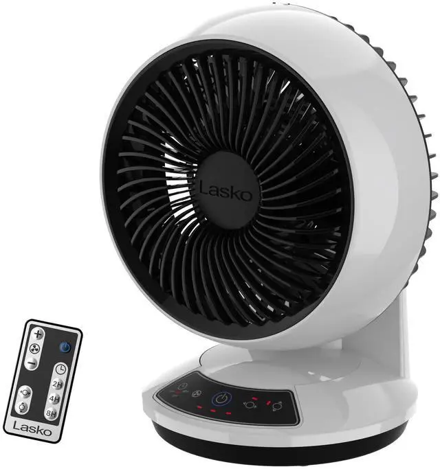 Alt view image 8 of 14 - Whirlwind Orbital Motion Air Circulator Table Fan, 3 Speeds, Timer, Dark Mode, Remote Control for Small and Medium Sized Rooms, White, A12557