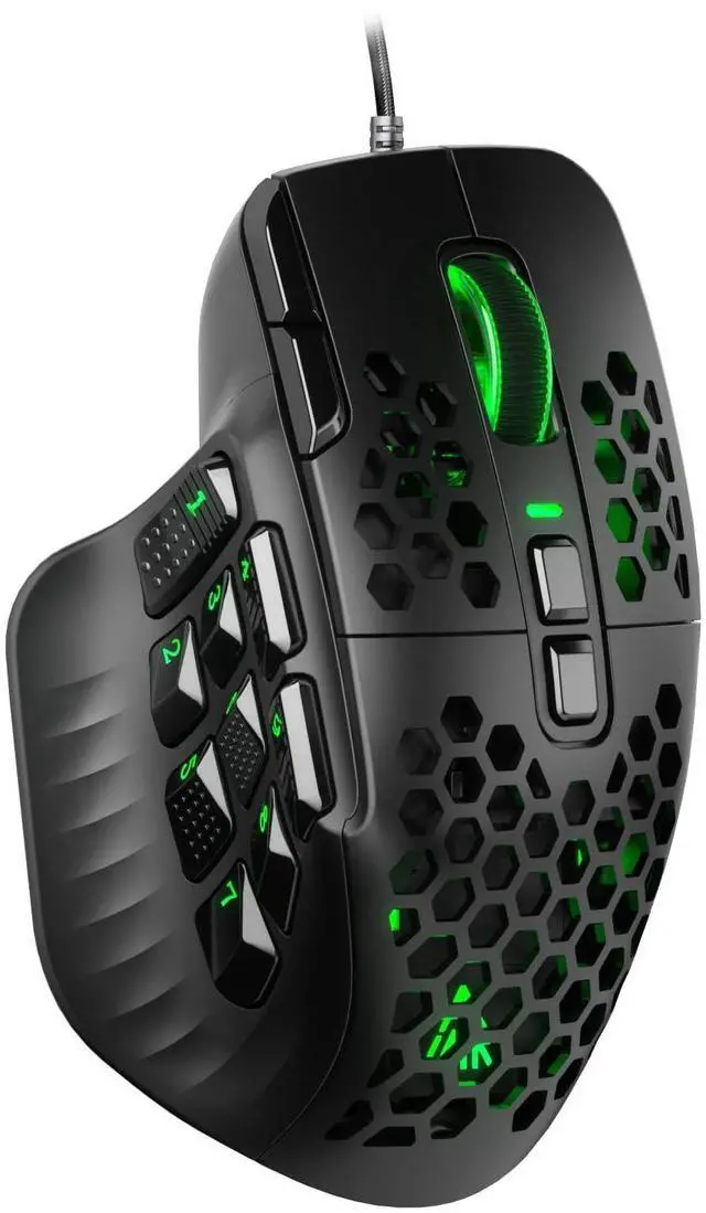 Alt view image 8 of 14 - SM809 Wired MMO Gaming Mouse,24000 DPI,16 Programmable,RGB PC Gaming Mice,Black