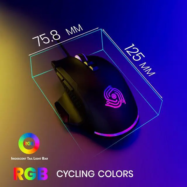 Alt view image 12 of 14 - Wired Mouse for Gaming USB Computer Mouse with 8 Programmable Buttons, 6 Adjustable DPI , Mechanical Switches, Rapid Fire & Sniper Buttons, Compatible with PC and Laptop Black (Wicked Widow)