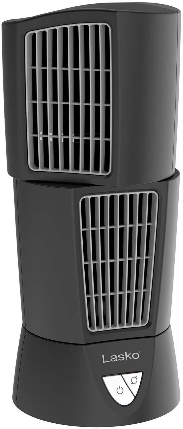 Alt view image 8 of 14 - Oscillating Platinum Desktop Wind Tower Fan, 3-Speeds, Compact, Portable with Handle for Office, Bedroom and Kitchen, 14", Black, 4916