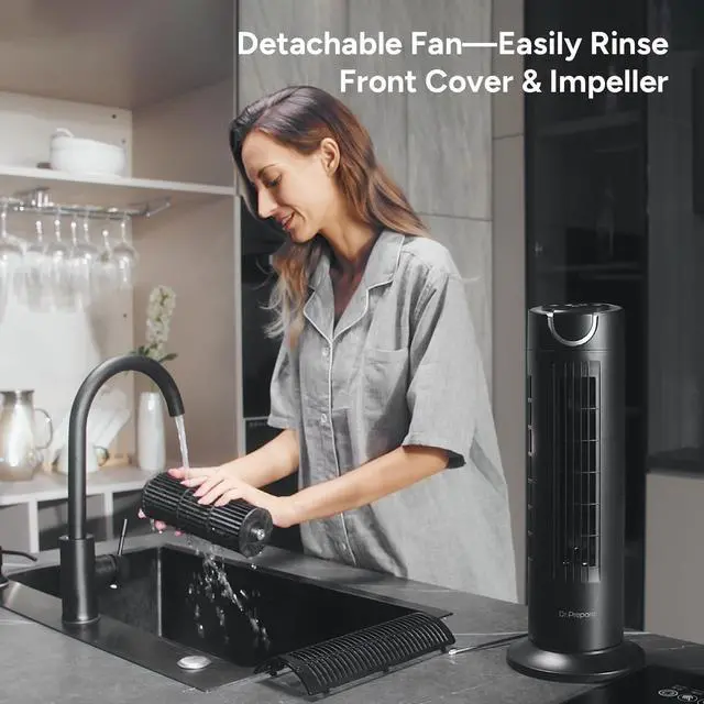 Alt view image 13 of 14 - Tower Fan for Bedroom, 25 dB Quiet DC Bladeless Fan with Remote, 8 Speeds, 1-8H Timer, 80° Oscillating Fans for Indoors, 16 Inch Portable Desk Table Fans for Room, Home, Office