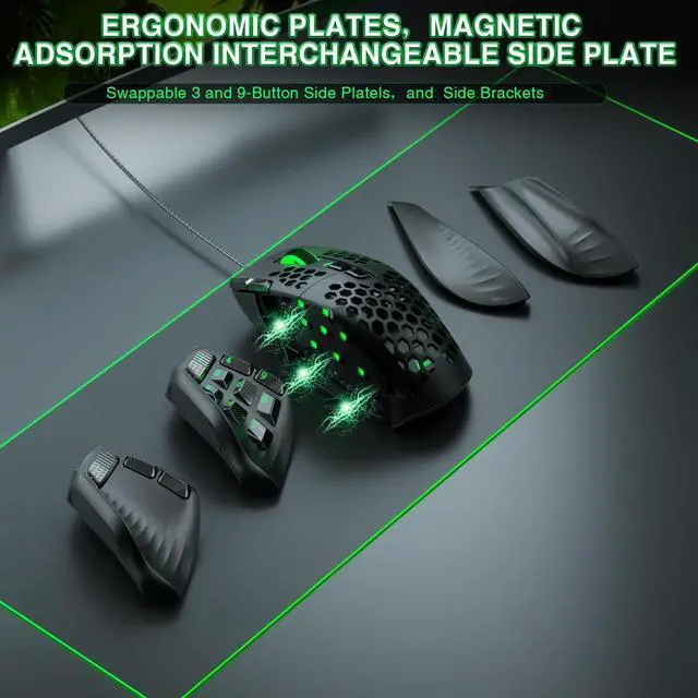Alt view image 12 of 14 - SM809 Wired MMO Gaming Mouse,24000 DPI,16 Programmable,RGB PC Gaming Mice,Black