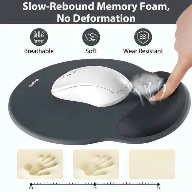 Alt view image 10 of 14 - Mouse Pad and Keyboard Wrist Rest, 3-in-1 Gel Memory Foam Ergonomic Mouse Pad with Wrist Rest Set, Gaming Mousepad Arm Cushion Support for Computer Office Desk Accessories Cute Setup, Charcoal