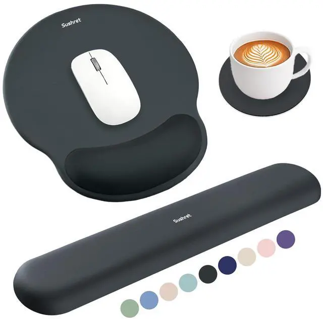 Alt view image 8 of 14 - Mouse Pad and Keyboard Wrist Rest, 3-in-1 Gel Memory Foam Ergonomic Mouse Pad with Wrist Rest Set, Gaming Mousepad Arm Cushion Support for Computer Office Desk Accessories Cute Setup, Charcoal