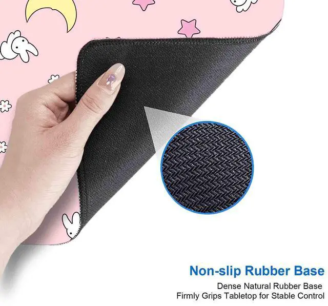 Alt view image 12 of 14 - Pink Kawaii Desk Pad, Cute Moon Bunny Desk Mat Computer Pad Desktop,Laptop Protector Aesthetic Anime Mousepad Writing Pad for Office Home School,Large Gaming Mouse Pad Tarot Mat,31.5 X 11.8