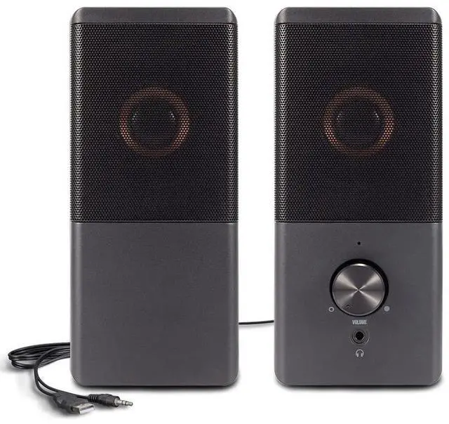 Alt view image 8 of 14 - Computer Speaker, Compact Size Speaker with Headphone Jack, Enhanced Bass and Volume Control, Stereo 2.0 USB Powered 3.5mm Aux Multimedia Speakers for Laptop/Desktop/Tablets/Phone
