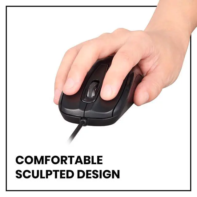 Alt view image 11 of 12 - 209 3 Button USB Wired Mouse - Optical - 1000 DPI - 5.9 Ft Cable - Black