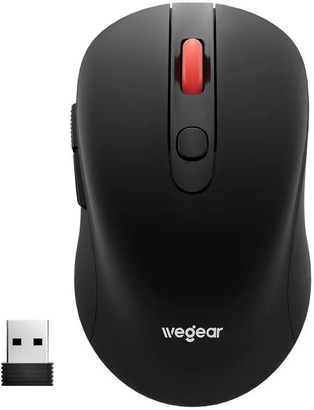 Alt view image 8 of 14 - USB Wireless Mouse for Laptop PC Mac, 2.4GHz Cordless Mouse with 6 Buttons, 5-Level Adjustable 4000 DPI, Ergonomic Portable Optical Computer Mice, 24-Month Battery Life -Black