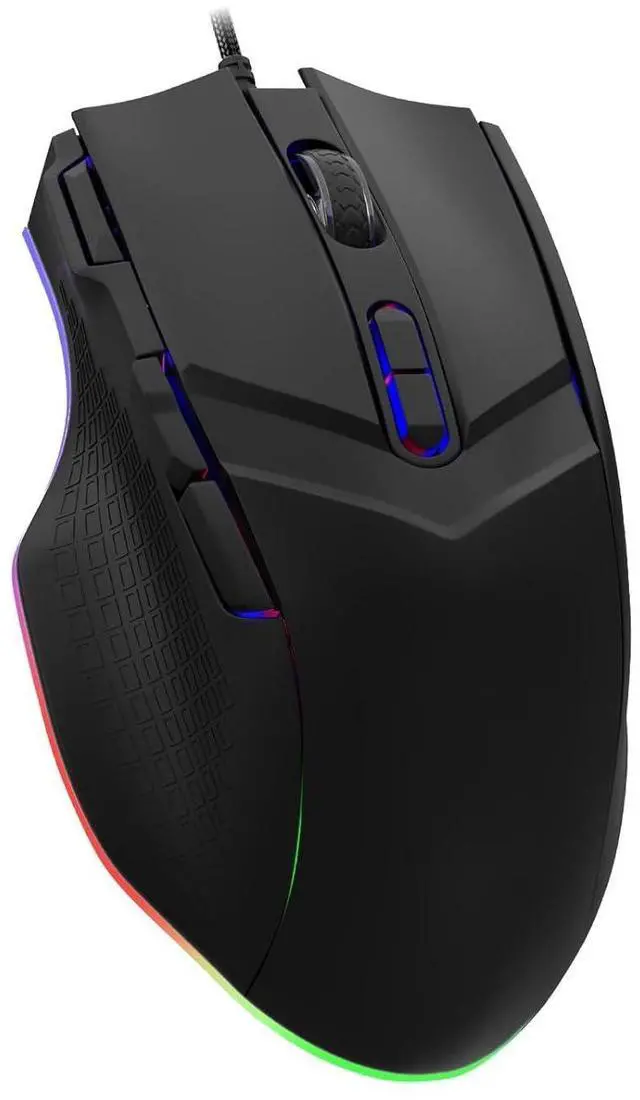 Alt view image 6 of 10 - Gaming Mouse 6 Adjustable DPI Up to 7200 Wired PC Gaming Mouse 8 Programmable Buttons 13 Adjustable RGB LED Modes 1.5 M Drag-Free Paracord Ergonomic Mouse Windows/PC/Mac/Laptop (Black)