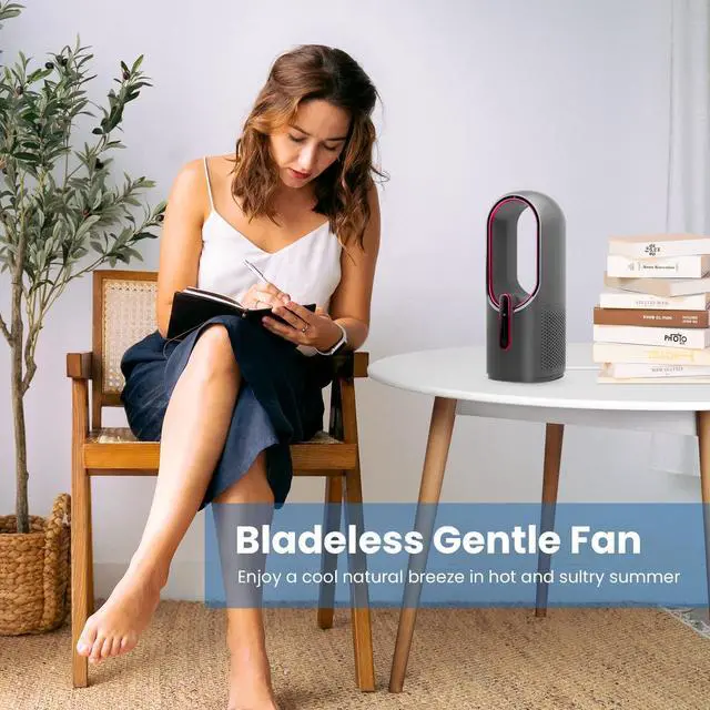 Alt view image 12 of 14 - Desk Fan Bladeless, 11.8 Inch Office Fan Small, Quiet, 3 Speed Adjustment, Touch Control, Easy to Clean, Desk Fans Small Quiet, Ideal for Office, Living Room, Bedroom