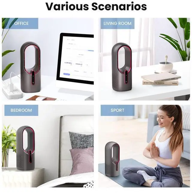 Alt view image 13 of 14 - Desk Fan Bladeless, 11.8 Inch Office Fan Small, Quiet, 3 Speed Adjustment, Touch Control, Easy to Clean, Desk Fans Small Quiet, Ideal for Office, Living Room, Bedroom